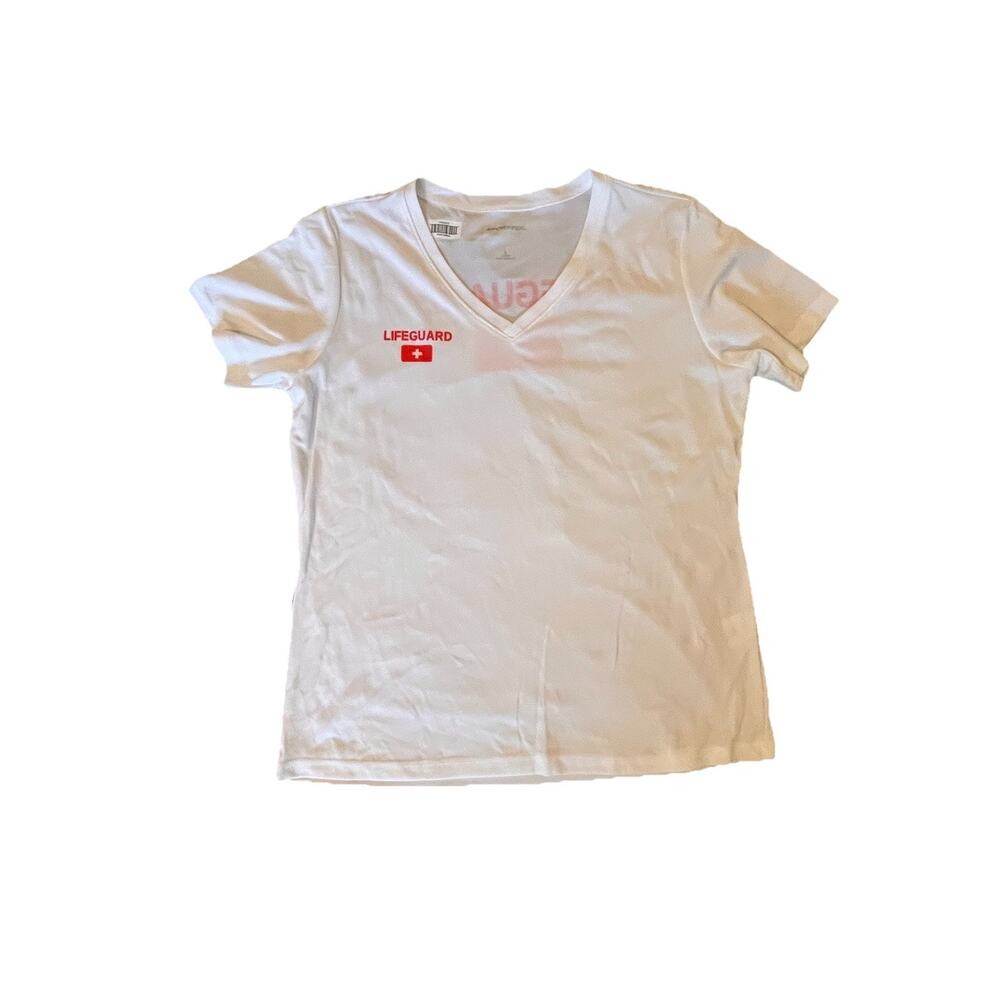 Sport-Tek Lifeguard Women Lg Dry-Fit V-Neck RacerMesh‎ Moisture Wicking T-Shirt